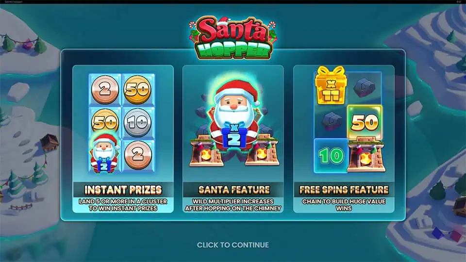 Santa Hopper slot intro screen
