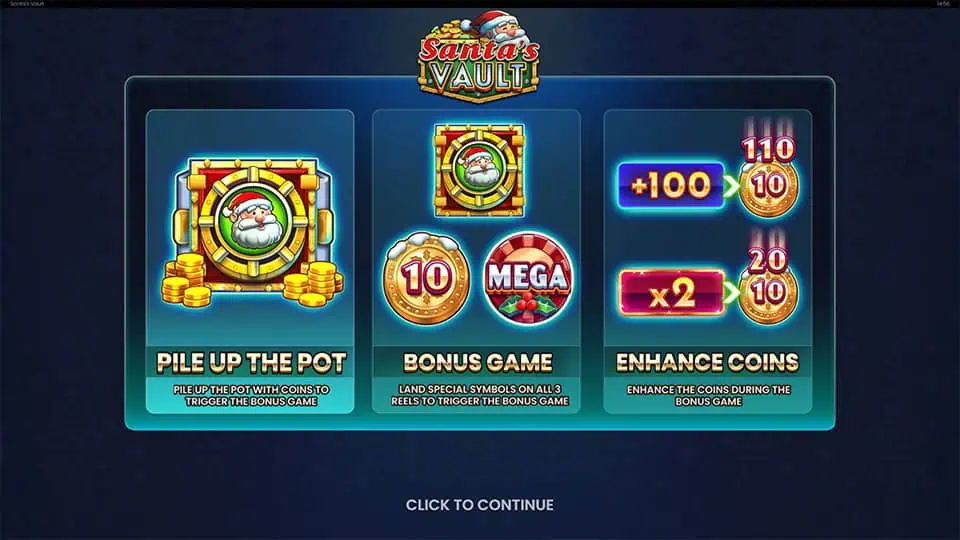 Santas Vault slot intro screen 1