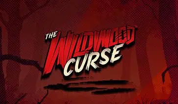 The Wildwood Curse logo in bold red horror-style lettering, set against a dark and eerie forest backdrop.