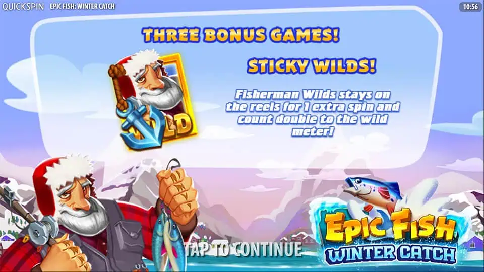Epic Fish Winter Catch slot intro screen