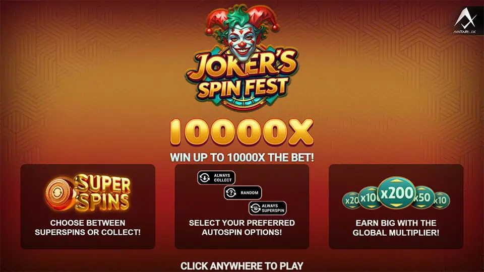 Jokers Spin Fest slot intro screen