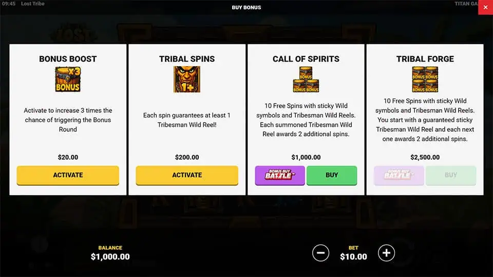 Lost Tribe slot bonus buy
