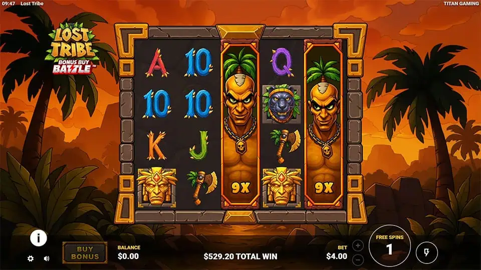 Lost Tribe slot feature expanding wild multiplier 1