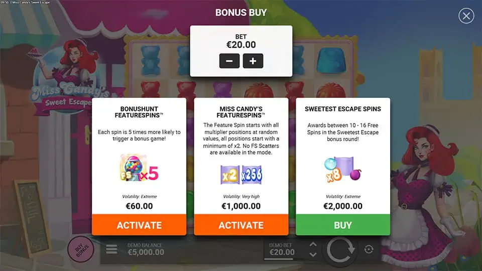 Miss Candys Sweet Escape slot bonus buy