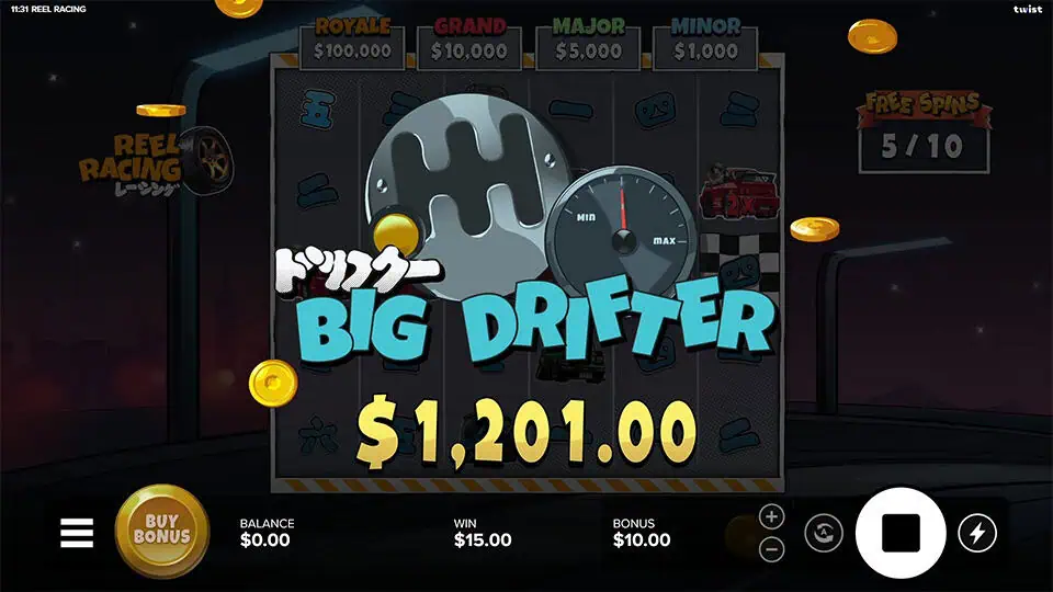 Reel Racing slot big win