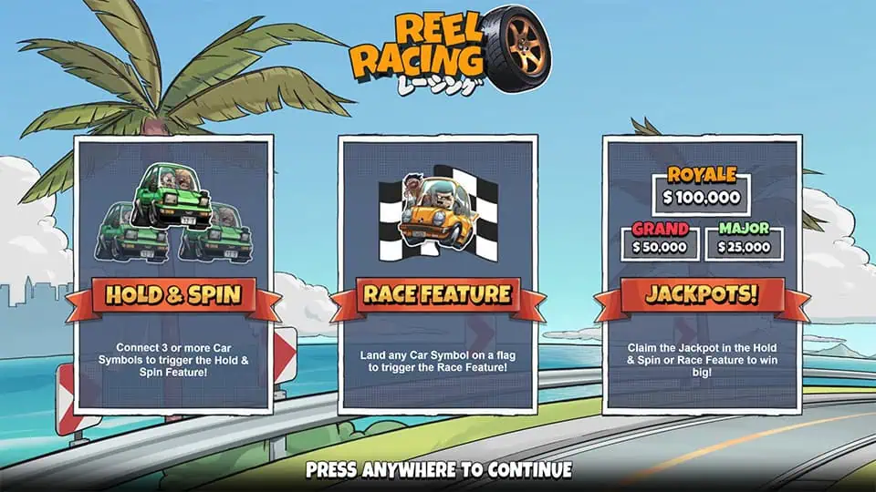 Reel Racing slot homepage
