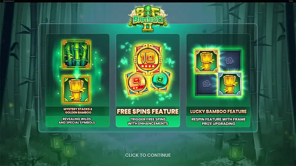 Big Bamboo 2 slot intro screen