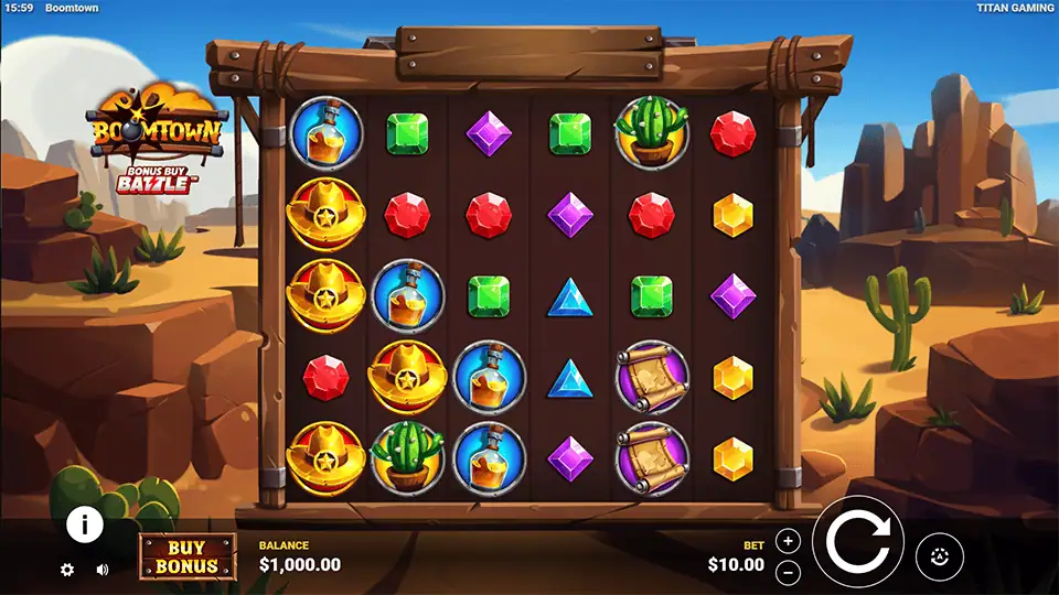 Boomtown slot game preview 1