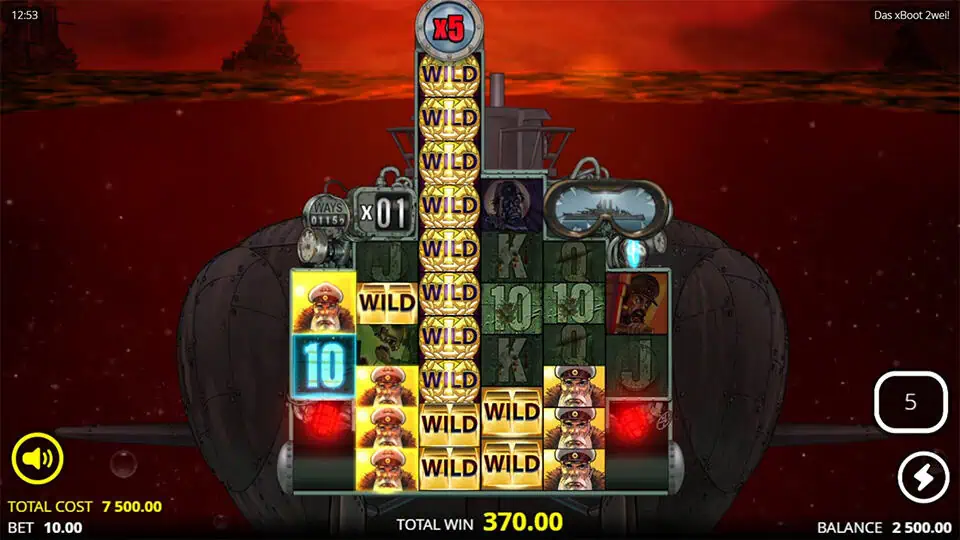 Das xBoot Zwei slot feature wild symbol