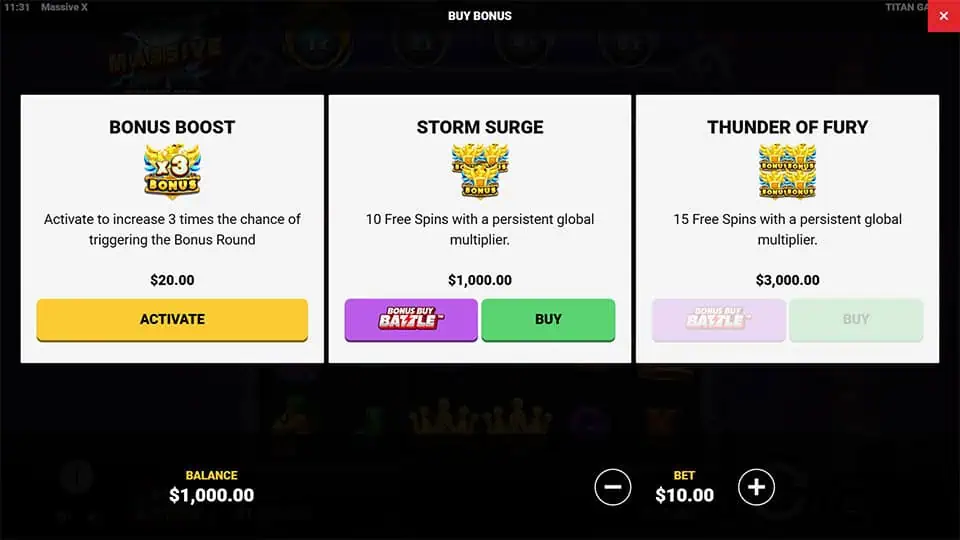 Massive X slot bonus buy