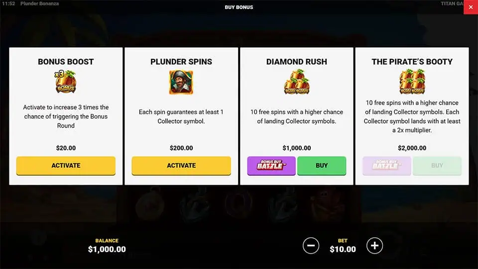 Plunder Bonanza slot bonus buy