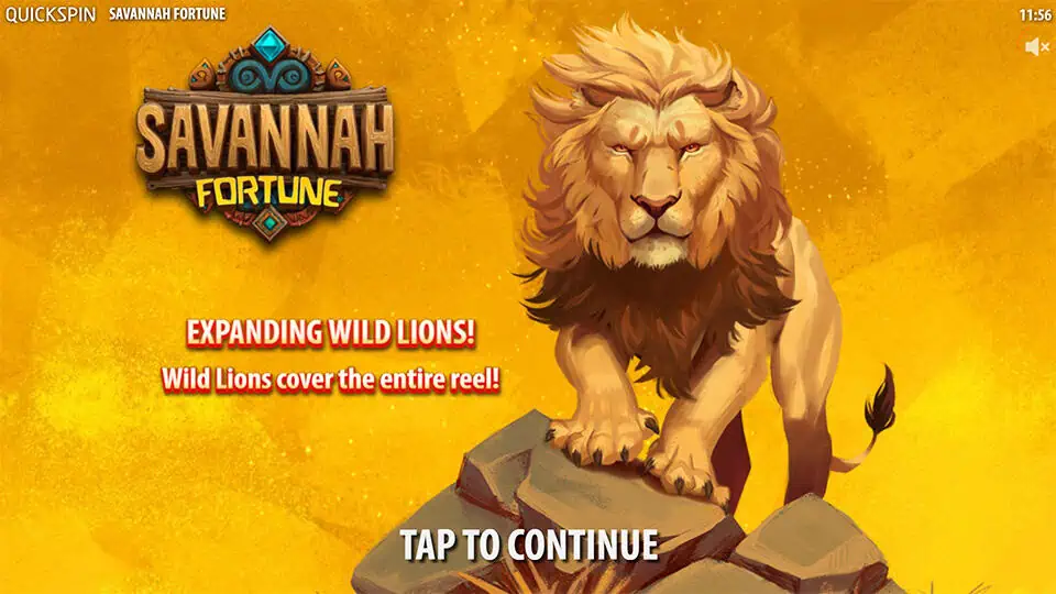 Savannah Fortune slot intro screen