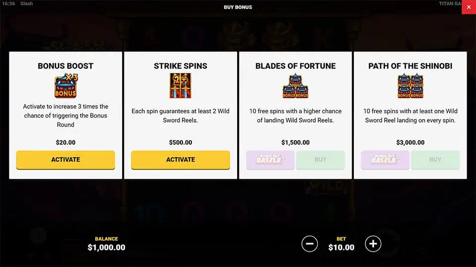 Slash slot bonus buy