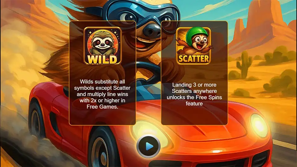 Sloth Rush slot intro screen 1