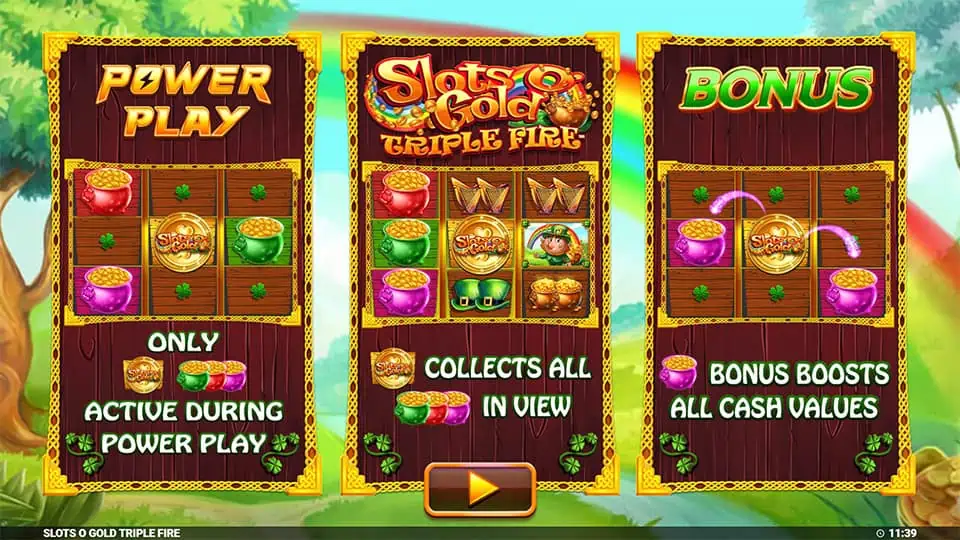 Slots O Gold Triple Fire slot intro screen 1