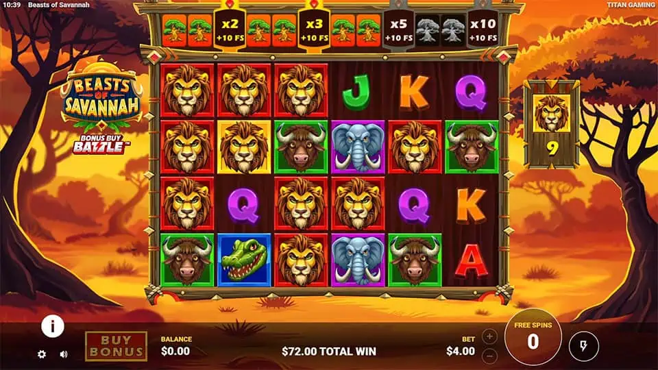 Beasts of Savannah slot feature golden symbol