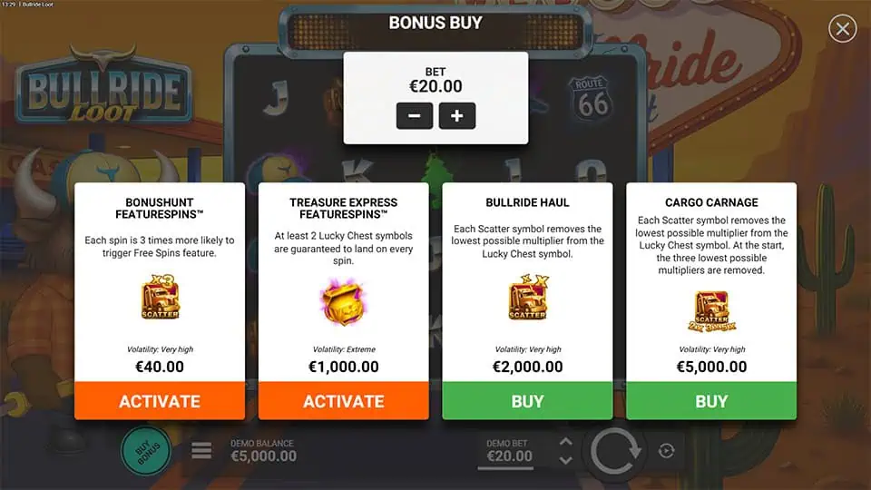 Bullride Loot slot bonus buy