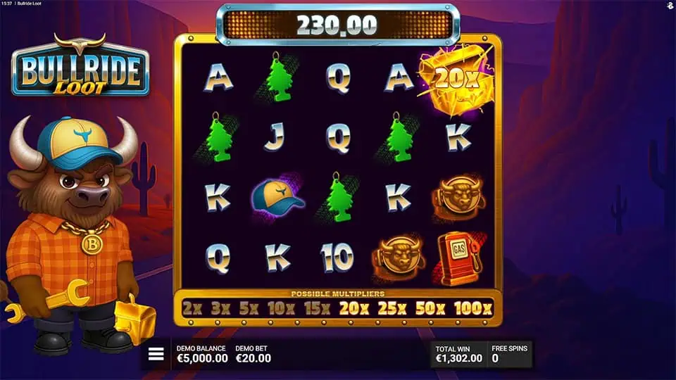 Bullride Loot slot feature multiplier