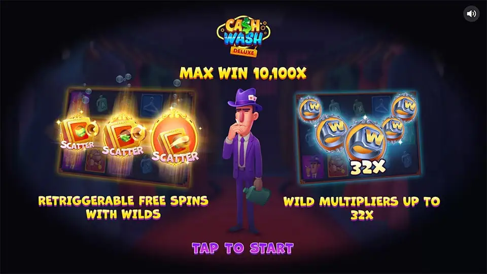 Cash Wash Deluxe slot intro screen 1