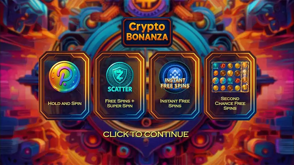 Crypto Bonanza slot intro screen 1