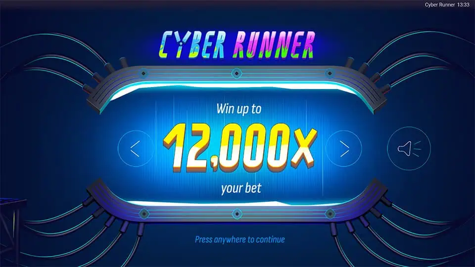 Cyber Runner slot intro screen