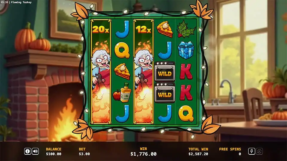 Flaming Turkey slot feature reel multiplier