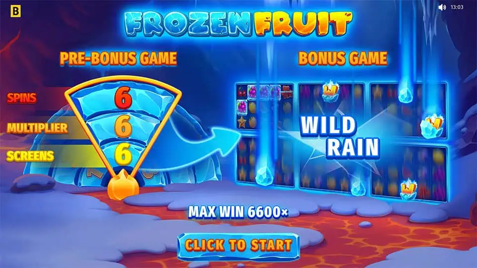 Frozen Fruit slot intro screen
