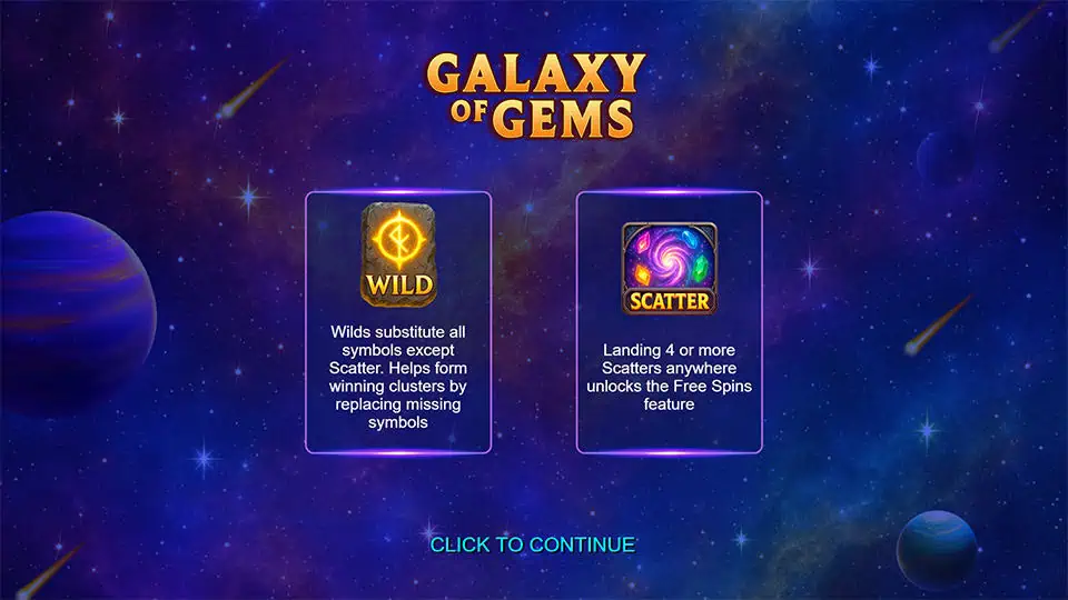 Galaxy of Gems slot intro screen 1
