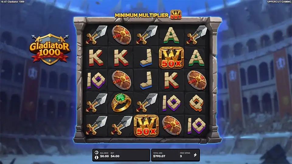 Gladiator 1000 slot feature wild multiplier