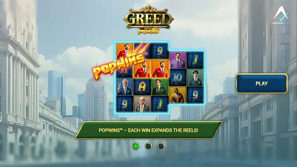 Greed slot intro screen