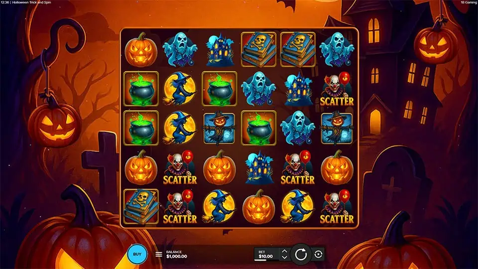Halloween Trick and Spin slot game preview