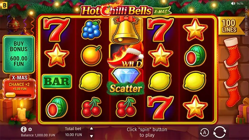 Hot Chilli Bells 100 Xmas Edition slot game preview