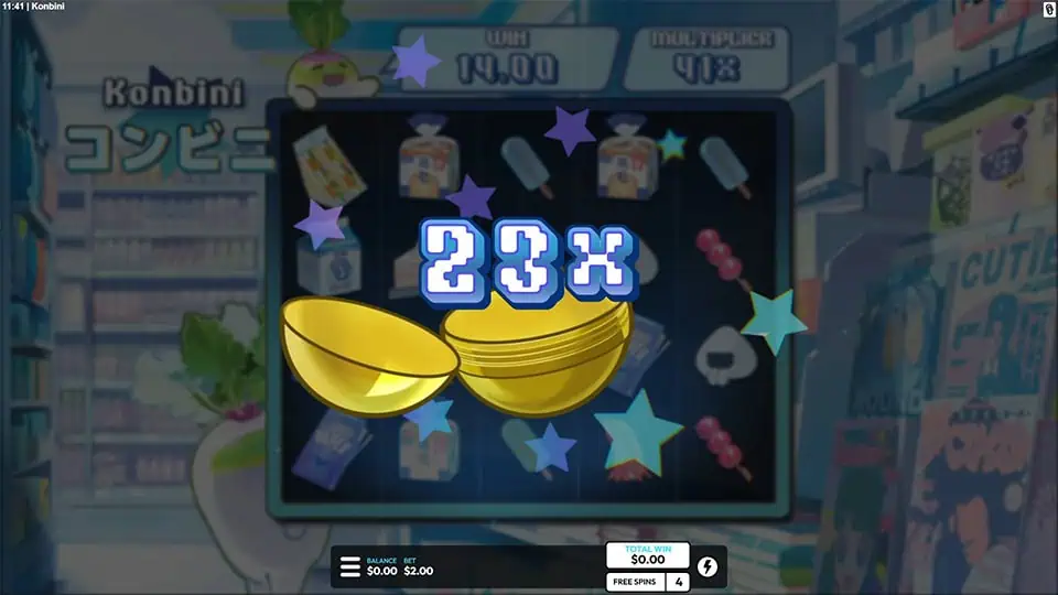 Konbini slot feature win multiplier