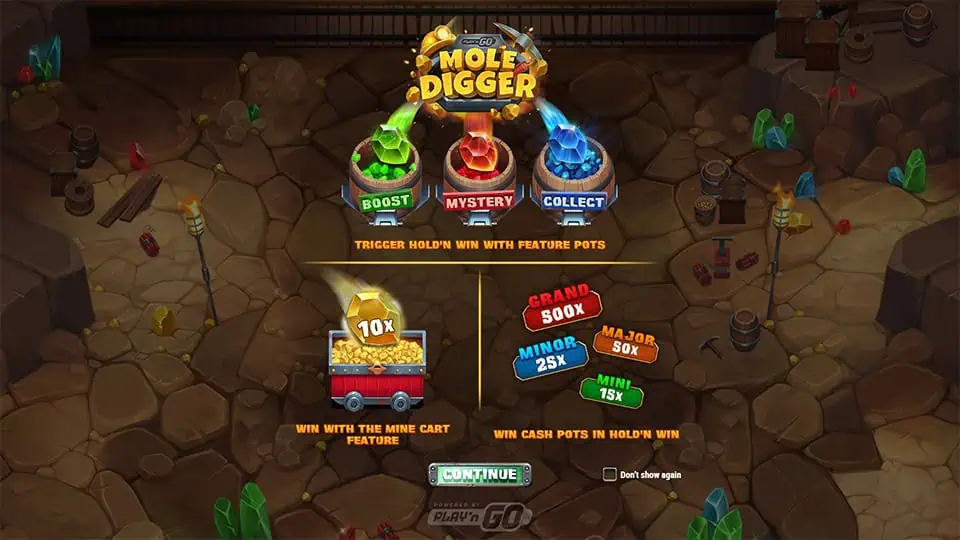 Mole Digger slot intro screen