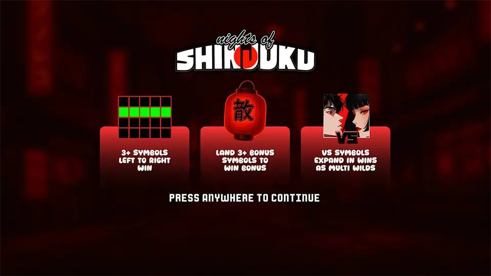 Nights of Shinjuku slot intro screen
