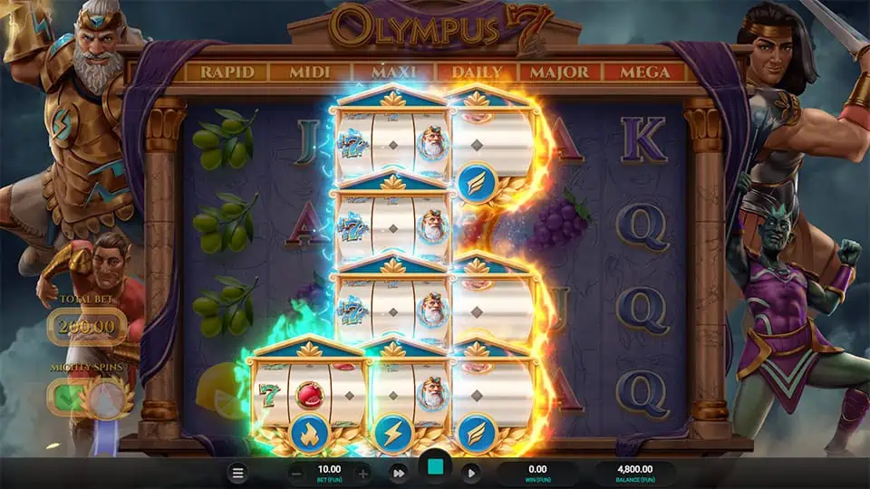 Olympus 7s Dream Drop slot feature mighty spins