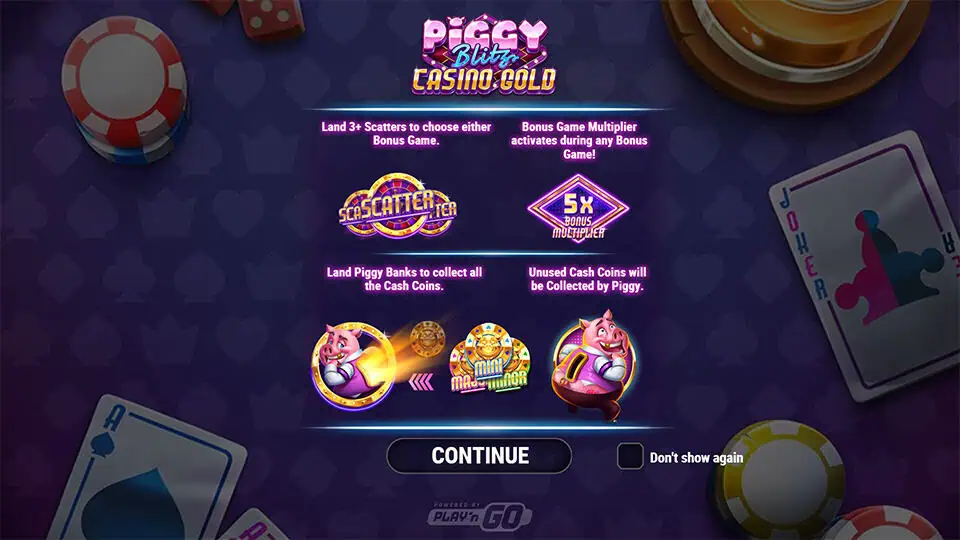 Piggy Blitz Casino Gold slot intro screen