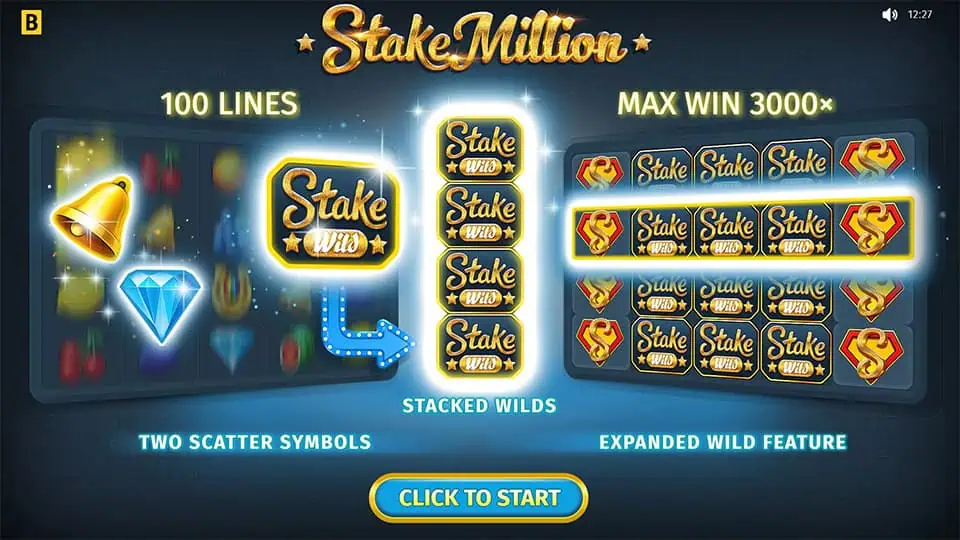 Stake Million slot intro screen