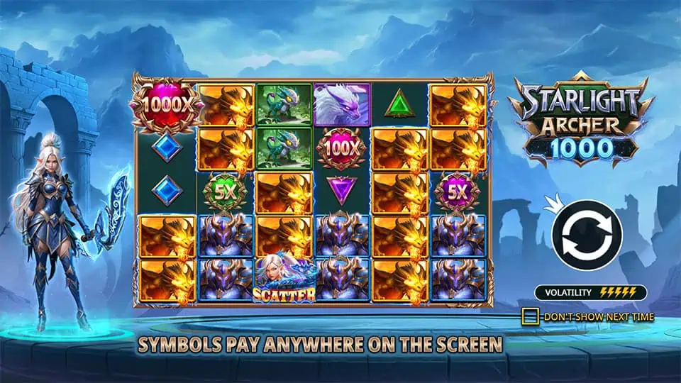 Starlight Archer 1000 slot intro screen