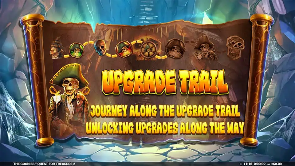 The Goonies Quest for Treasure 2 slot intro screen