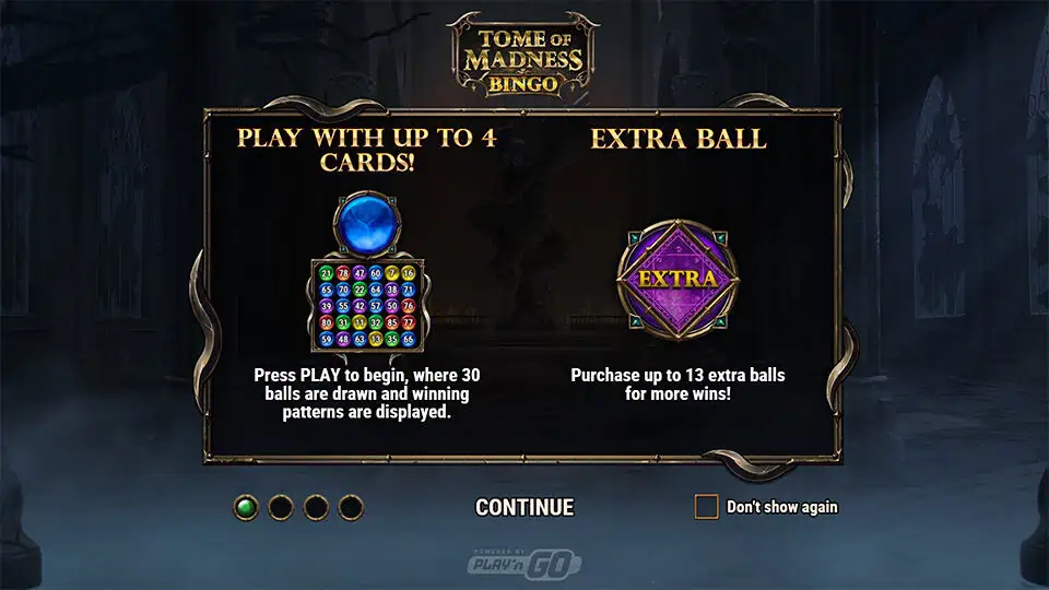 Tome of Madness Bingo slot intro screen