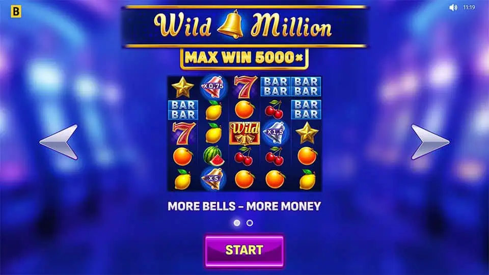 Wild Million slot intro screen 1