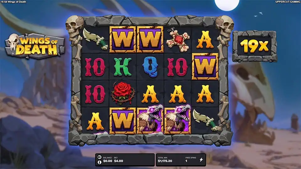 Wings of Death slot feature sticky wild
