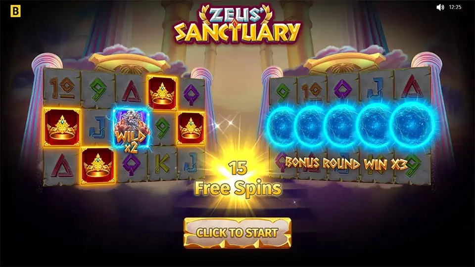Zeus Sanctuary slot intro screen 1