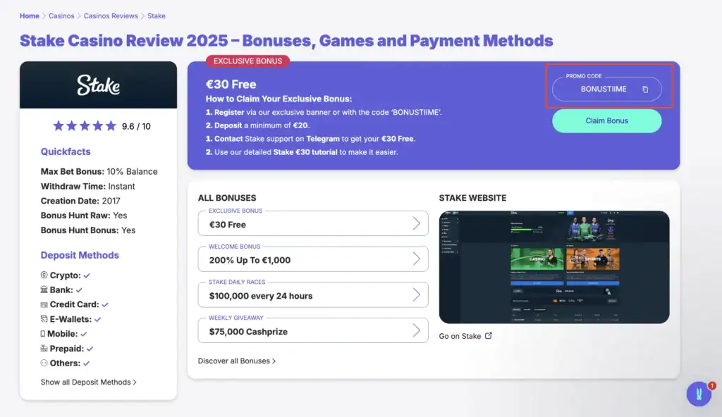 Bonustiime claim your code