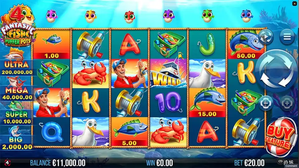 4 Fantastic Fish Puffer Pots slot game preview