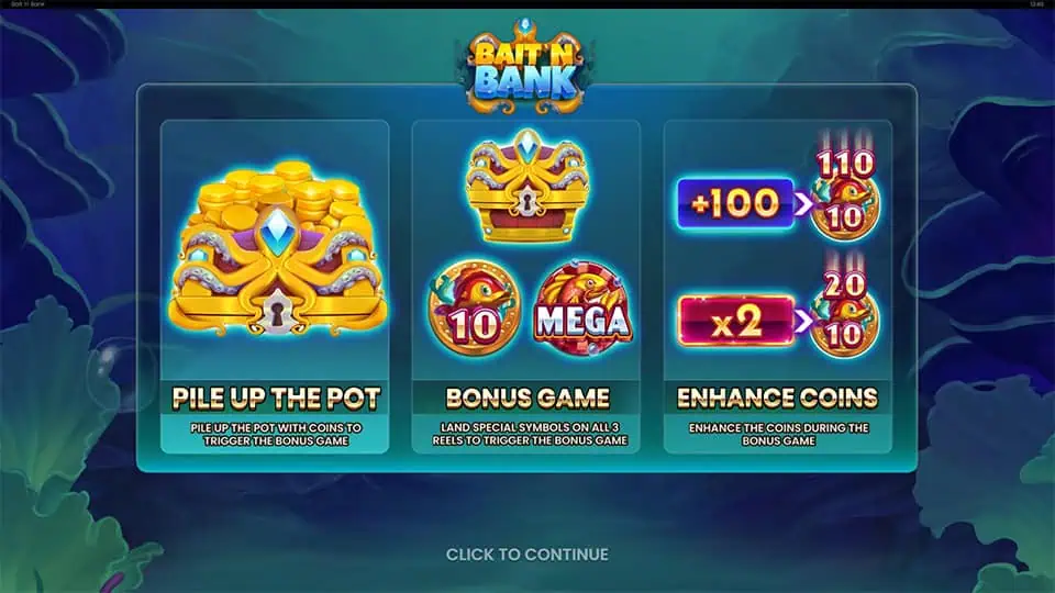 Bait n Bank slot intro screen
