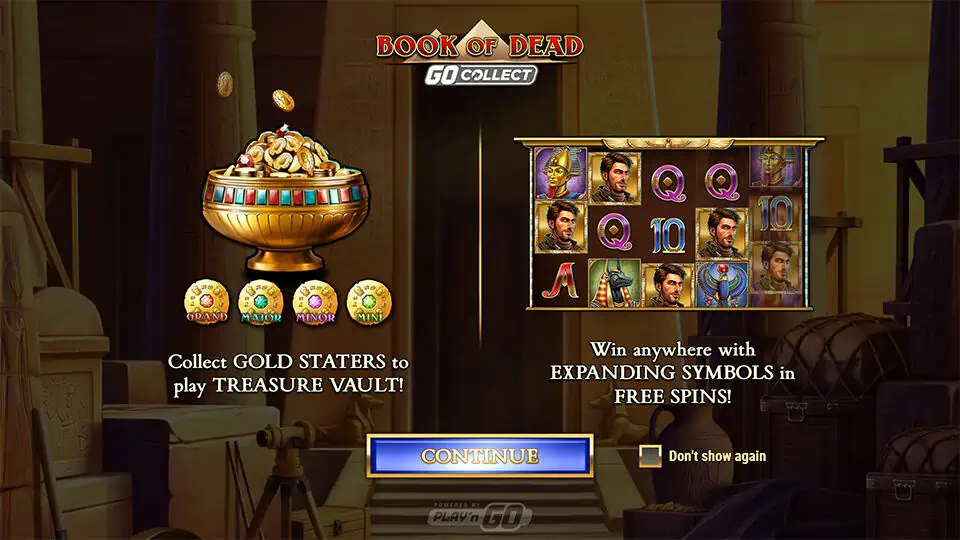 Book of Dead GO Collect slot intro screen