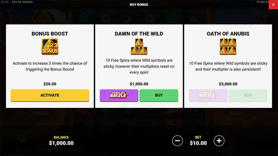 Eye of Anubis slot bonus buy