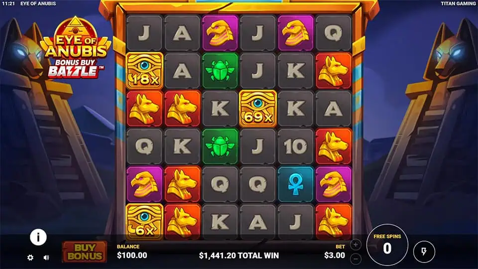 Eye of Anubis slot feature wild multiplier